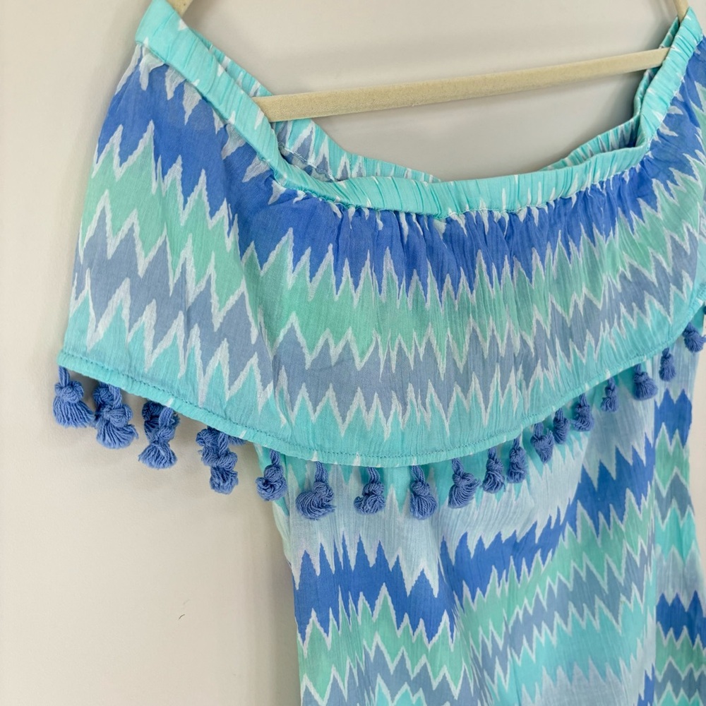 Sail to Sable Women's Off the Shoulder Pom-Pom Dress Size Large - Picture 8 of 16